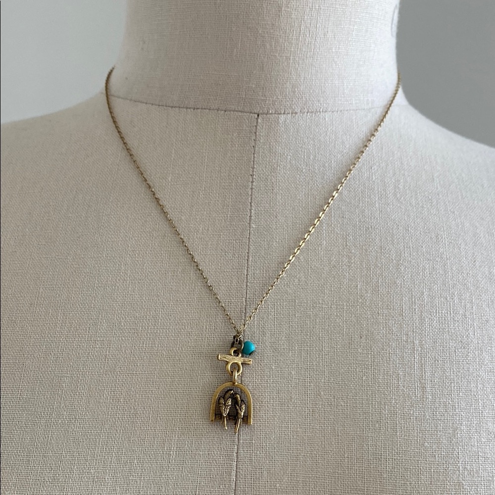Gold and Turquoise Pendant Necklace